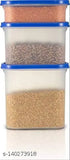 Set of 3 oval-shaped kitchen storage containers in shades of brown and tan, containing pasta and namkeen, with capacities of 500ml, 1500ml, and 2000ml