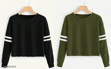 Classic cotton blend sweatshirt for women, solid color, long sleeves, perfect for casual wear