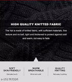 Black woolen beanie cap with faux fur inner side and neck muffler, unisex winter combo set