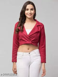 Suede women's double-breasted casual jacket, single solid color, long sleeves, India-made quality craftsmanship