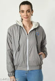 Women trendy warm zipper jacket - Grey