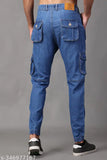 Light blue denim Zaysh men's solid jeans, ideal for casual wear, size 34 (waist 35in, length 40in, hip 40in)
