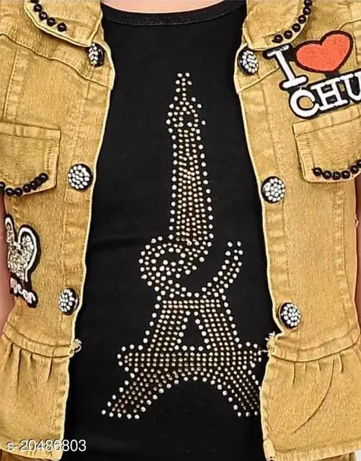 Girl's yellow denim jean jacket