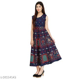 Cotton printed midi kurta, long sleeves