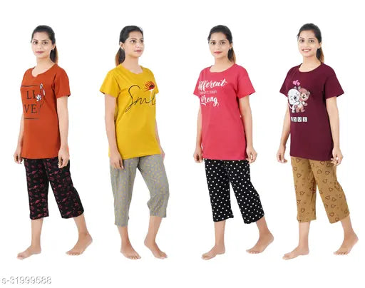 Black and navy cotton printed capri pajama set, California rust woke up cool cat design on comfortable loungewear