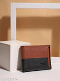 Dual-color faux leather men's card slider wallet. Well-crafted, durable design with 6 card slots, coin pocket, and 2 currency compartments. Modern, stylish accessory for everyday carry