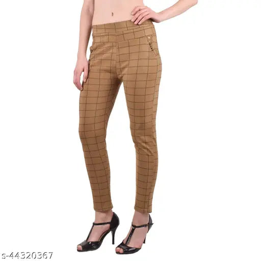 Spandex checked polka dots jeggings for women, casual yet glamorous for all seasons
