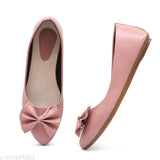 Patent leather peach ballerinas, solid pattern slip-on shoes by DENSI, India origin