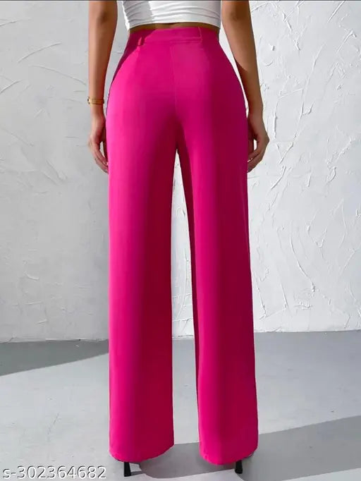Hot pink high-waisted fashion trousers