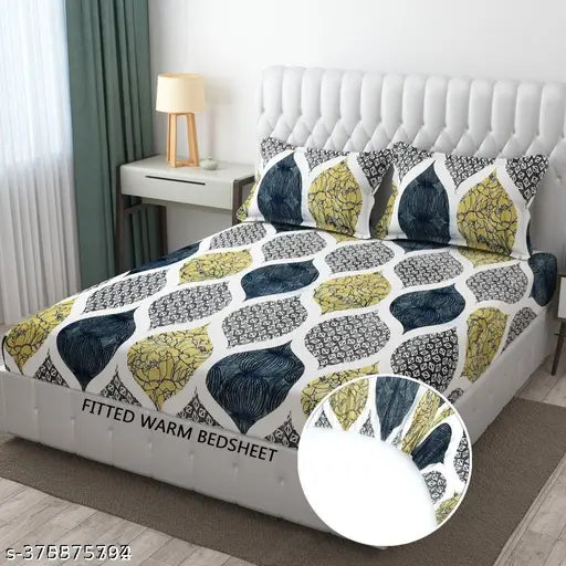 Velvet double bedsheet, woolen & flannel, navy color, plush texture, insulated, premium quality for heavy winter