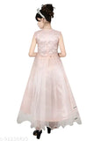 Pink party dress with sleeves and a ruffled hem, fitted bodice