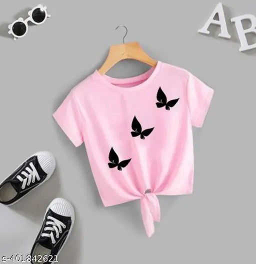 Cotton cambric butterfly printed t-shirt for women & girls, India origin