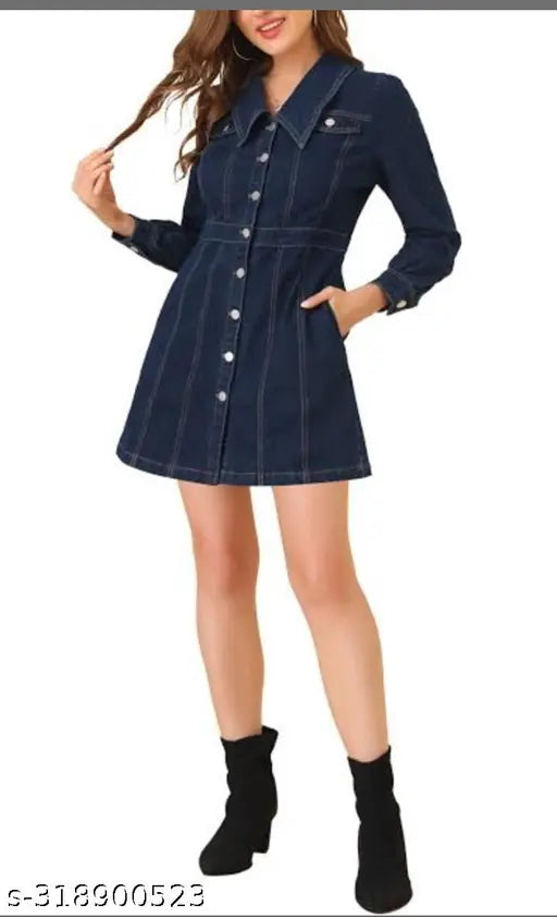 Stylish blue denim jacket with long sleeves, India-origin