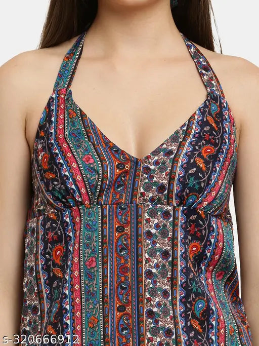 Inaaya crepe nightsuit set, printed net design for women's XL & XXXL sizes, sleeveless spaghetti top and short bottom