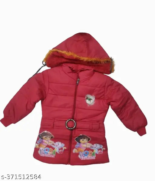 Red padded jacket with Minnie Mouse design, hooded