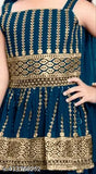 Rayon ethnic set for kids: Embroidered straight palazzos and frock, suitable for parties and festivals