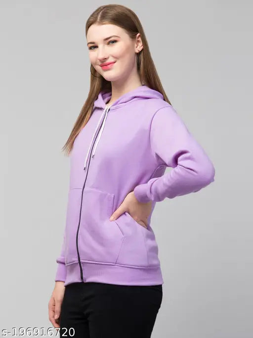Lavender fleece full sleeve jacket for women, premium quality, cozy hoodie, India