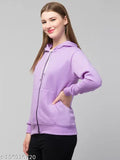 Lavender fleece full sleeve jacket for women, premium quality, cozy hoodie, India