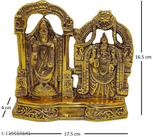Metal Lord Tirupati Balaji Venkateswara tabletop statue, Indian spiritual home decor for temple idols & figurines