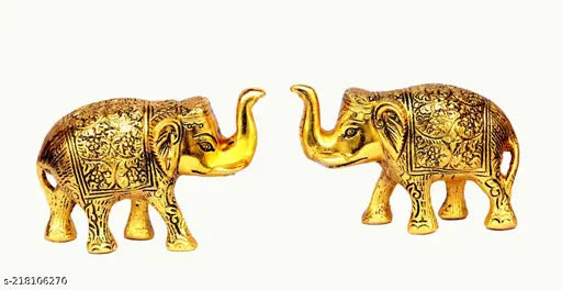 Vintage gold tone elephant statues, 2 pieces