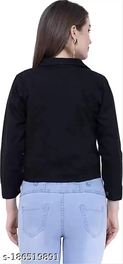 Comfortable regular fit girls denim jacket, full sleeves in solid style, perfect for any festival or occasion, soft fabric, affordable price, made in India