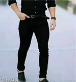 Black cotton men's slim fit jeans