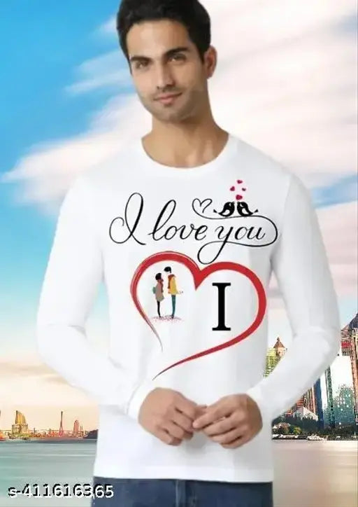Polyester I NAME T-shirt, men's printed 'I Love You' design, short sleeves, India origin