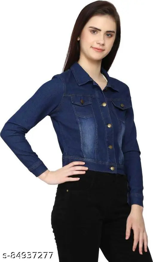 Dark denim jacket with pattern, perfect for western & ethnic wear - Indian made