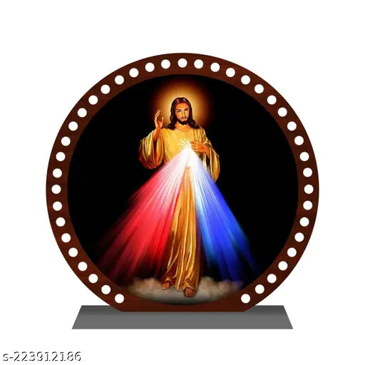 Multi-colored acrylic Jesus Christ idol for car dashboard or home decor, suitable for office or study table. Perfect gift item for various occasions like Diwali, Anniversary, Birthday, Valentine's Day, and Festivals. Made in India