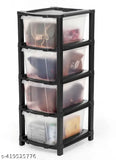 Black plastic modular storage drawer organizer for home office or parlor school
