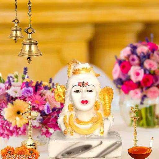 High-quality polyresin Shiv Murti (35 inch, 6 cm width x 8 cm height), intricately designed Shiva Parivar statue - Indian artistry for spiritual home decor