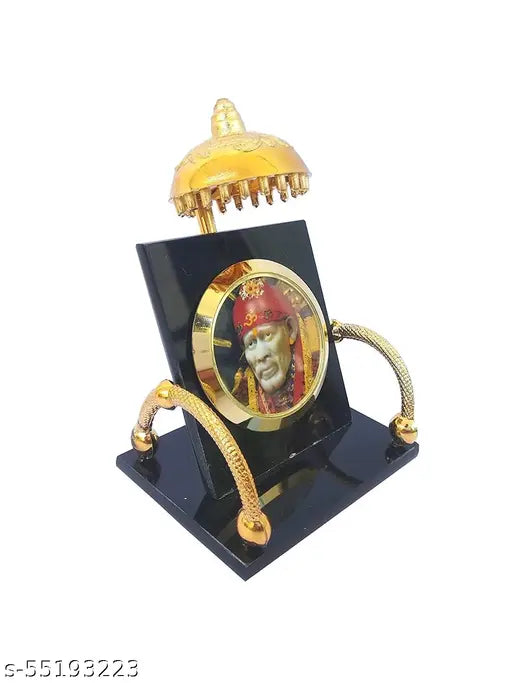 Acrylic Sai Baba car dashboard stand, Indian art showpiece for automobile, 6.35 x 6.35 x 8.89 cm, 46 grams