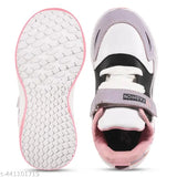 Pink and white kids' casual laceup sports shoes