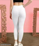Recycled cotton blend white women's jeggings, high-waisted for comfort and style, perfect for casual or formal occasions