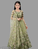 Butterfly.Pista.38 net lehenga & choli for kids, embroidered, 3/4 sleeves, 9-14 years old, India origin