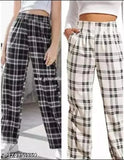 Plaid trousers, women's fashion, black and white checkered pants