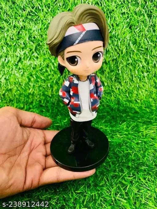 Tan BTS Q Style V Tiny Action Figure, mic drop outfit, K-pop merchandise, BTS toy doll statue, size 16cm