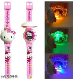 Pink Hello Kitty digital watch with colorful LED lights, music, face cover and LCD dial