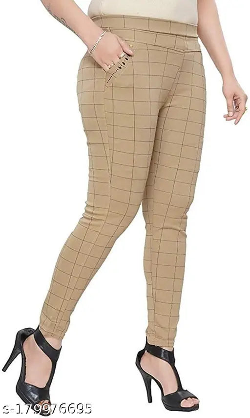 Multicolor Lycra checked net pants for women & girls (pack of 2), various sizes available from 24-Free size, India origin