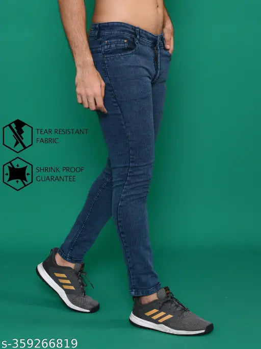Stylish latest denim jeans for men, cotton-made mid rise with solid net pattern, regular fit - size 28, 30, 32, 34, 36, 38, 40, 42 (India)