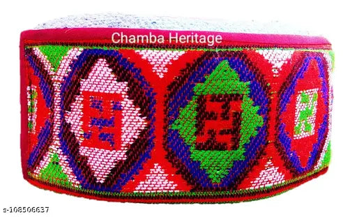 Woolen unisex Himachali traditional cap, handmade self-design topi from India