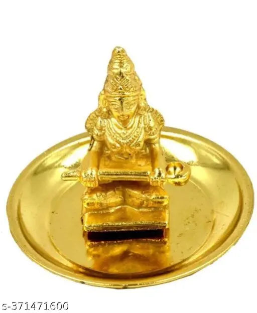 Golden Maa Annapurna Devi Yantra set, intricately crafted brass idol of the Goddess of Food & Nourishment, pack of 2