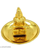Golden Maa Annapurna Devi Yantra set, intricately crafted brass idol of the Goddess of Food & Nourishment, pack of 2