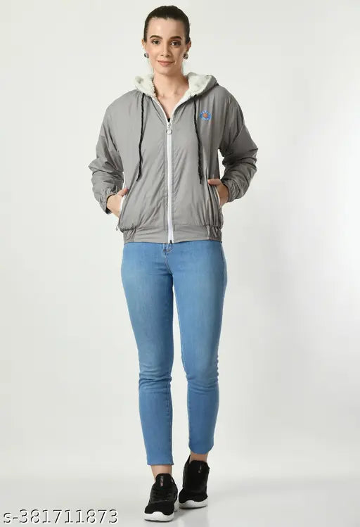 Gray polyester long-sleeved men's shirt from JAICET, solid neutral color on hanger