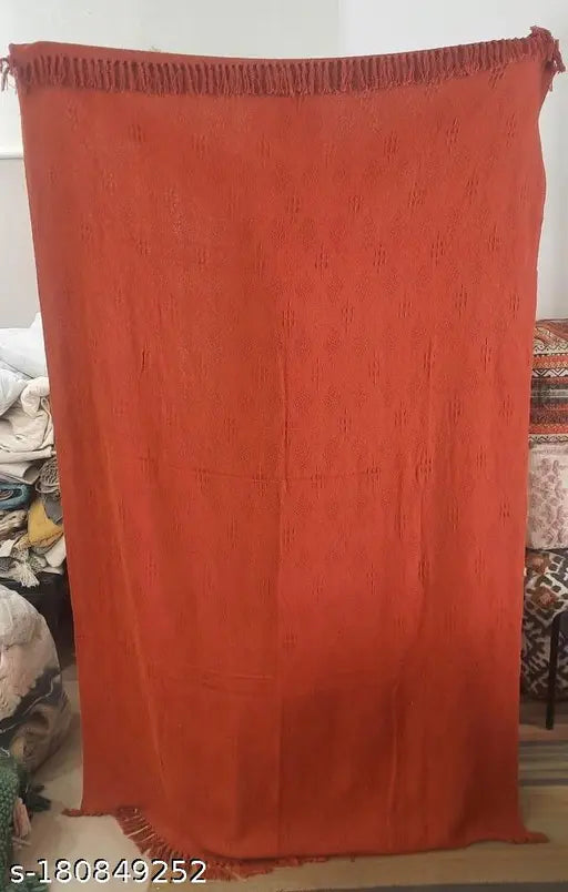 Red cotton jacquard soft plush diamonds throw