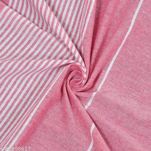 Pink Rose Handloom Cotton Queen Size Bedsheet & Pillow Cover Set - Breathable, Durable, and Striped Design