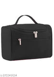 Black zippered pouch with travel essentials
