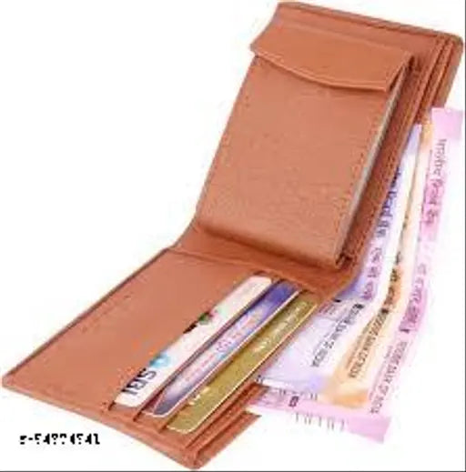 Faux leather brown men's album wallet, three compartments, solid pattern, ideal for Diwali, New Year, or Father's Day gifts, made in India
