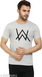 Grey printed polyester half sleeve Rebozo T-shirt for men's casual wear, soft cotton blend fabric, perfect fit and comfortable style