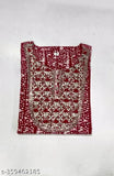 Maroon rayon straight kurti with chikankari embroidery and 3/4 sleeves, Indian festive wear" (125 characters)
